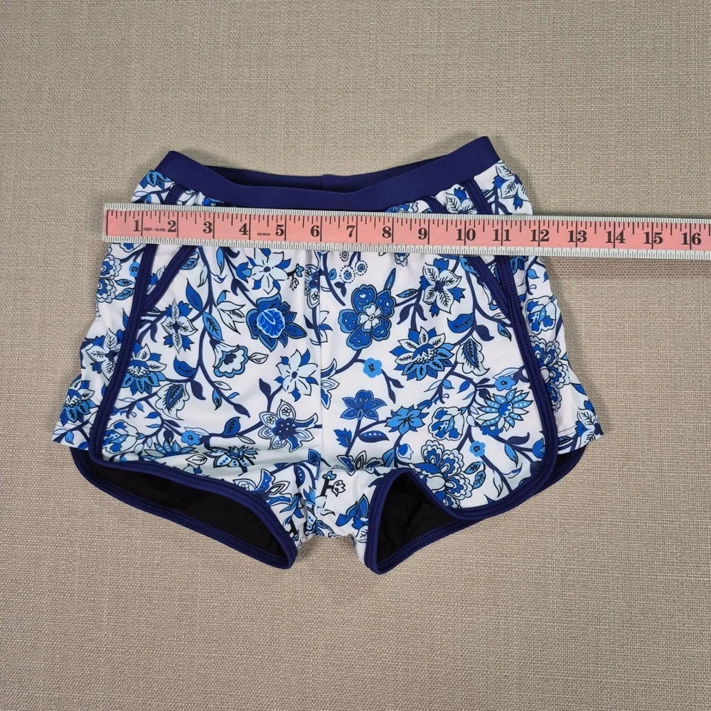 Girls Rash Guard Swimsuit Set Navy Blue Floral Long Sleeve UPF 50+ Size 8Y